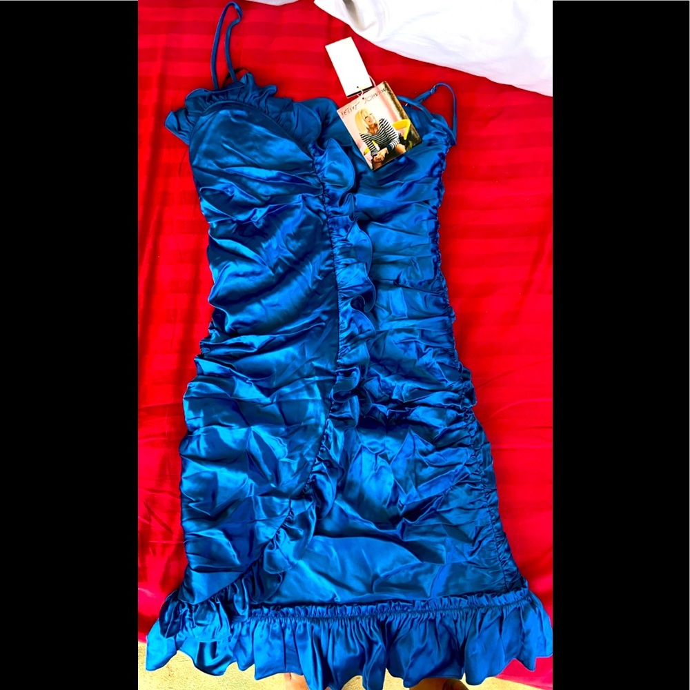 BETSEY JOHNSON ROYAL BLUE MERMAID SILK COCKTAIL DRESS💙